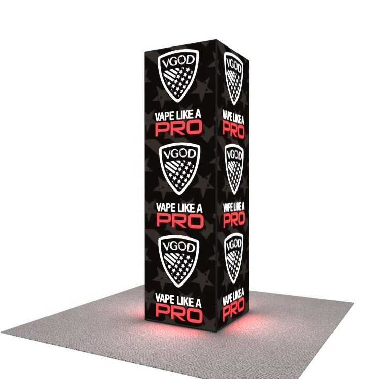 10ft Quick Assemble Trade Show Tower Tension Fabric Square Column with Modular LED Backlit Advertising Exhibition Pillar Display