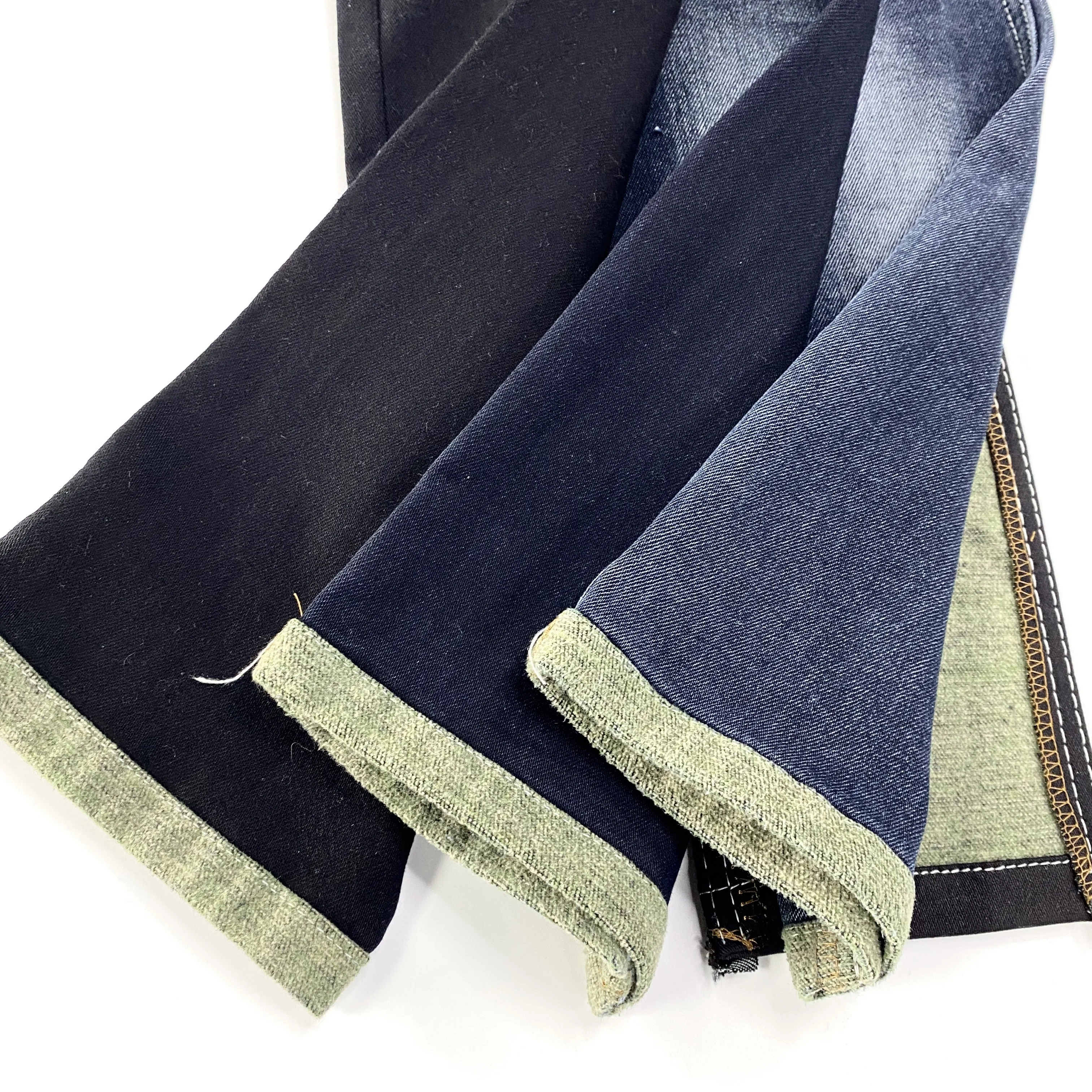 Soft Denim Fabric Persian Blue Back 10S Double Layer 60 Cotton 38 Poly 2 Spandex Stripe Denim Fabric