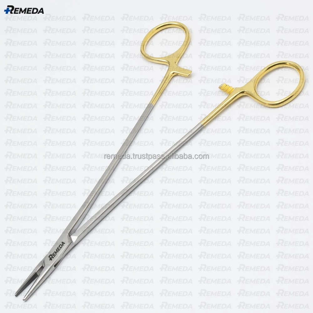 Remeda Debakey Needle Holder Tungsten Carbide Insert With Golden Handle ...