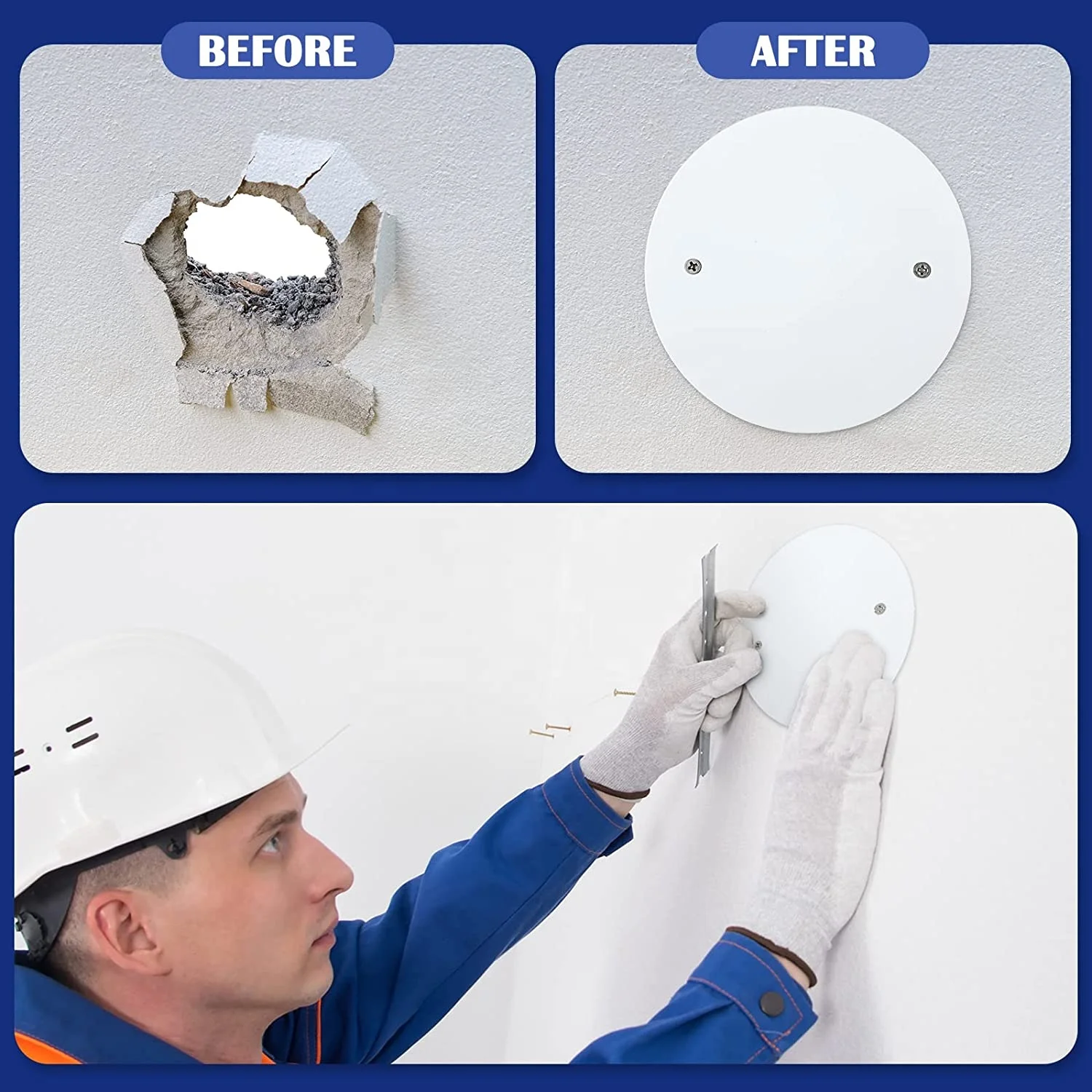 Ceiling Cover Plate Metal Flat Round Electrical Cover Blank Circle Wall Plate with Screws Ceiling Fan Box Cover