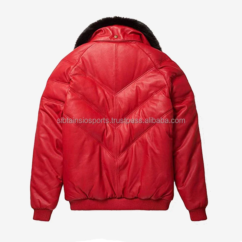 Fashion Men Genuine Leather Jacket Custom Casual Sheep V Bomber Down Leather Jacket Buy V