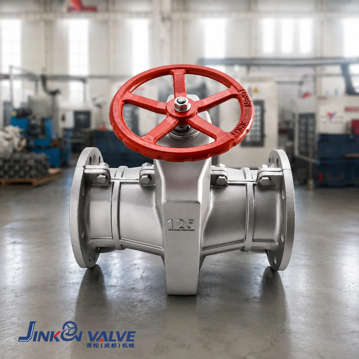 DN125 Ductile Iron Flanged Pinch Valve Manual Handwheel Resilient Seat Water Supply Fire Fighting Pipeline Valve JINKON VALVE