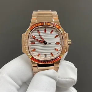 New High-quality Classic Elegant Fashion Casual Women's Mechanical Watch Round Dial Rose Gold Strap Automatic Luxury Brand Watch