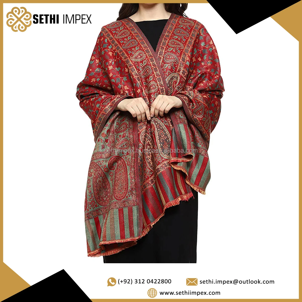 Pakistan Made 2022 Latest Design Wool Shawls For Ladies / Hot Sale New Arrival Wool Shawls With