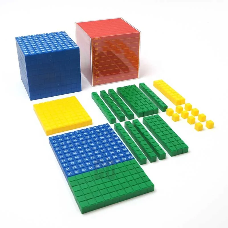 Set of 132 Piece Convex Surface Base Ten Frames, Place Value Blocks, Math Manipulative Plastic Base 10 Blocks Frame with Box