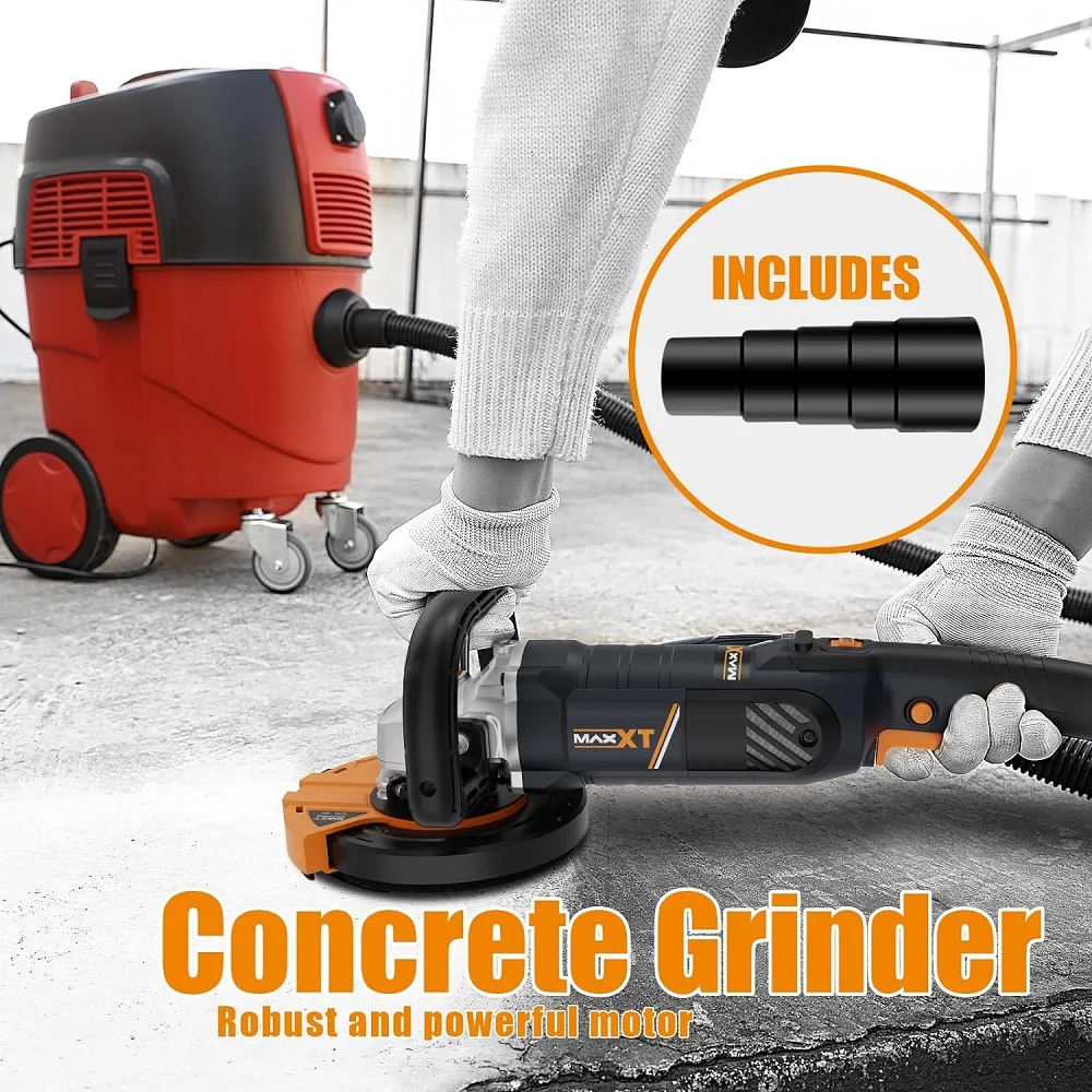 MAXXT 1500W Hand Held Concrete Surface Grinder Polisher Planer 125mm With Dedicated Dust Collection Shroud