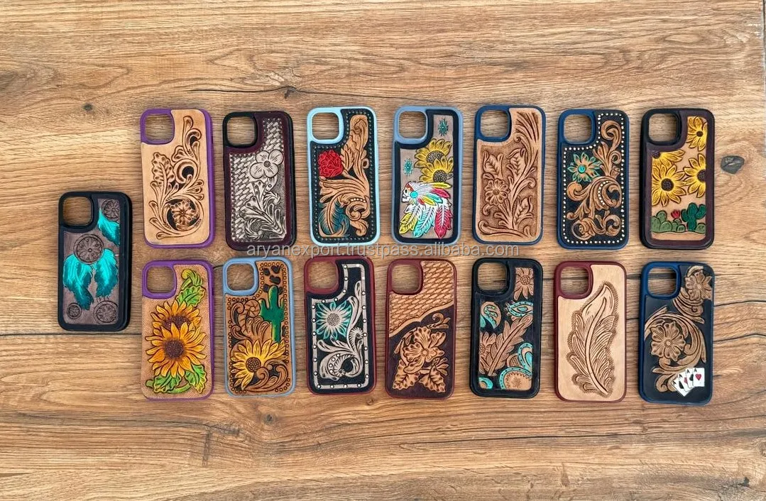 Custom Cactus and Sunflower Hand Tooled Leather Phone Case for iPhone Cowgirl Accessories Genuine Leather Case IPhone 15 Pro Max Custom Cactus and Sunflower Hand Tooled Leather Phone Case for iPhone Cowgirl Accessories Genuine Leather Case IPhone 15 Pro Max