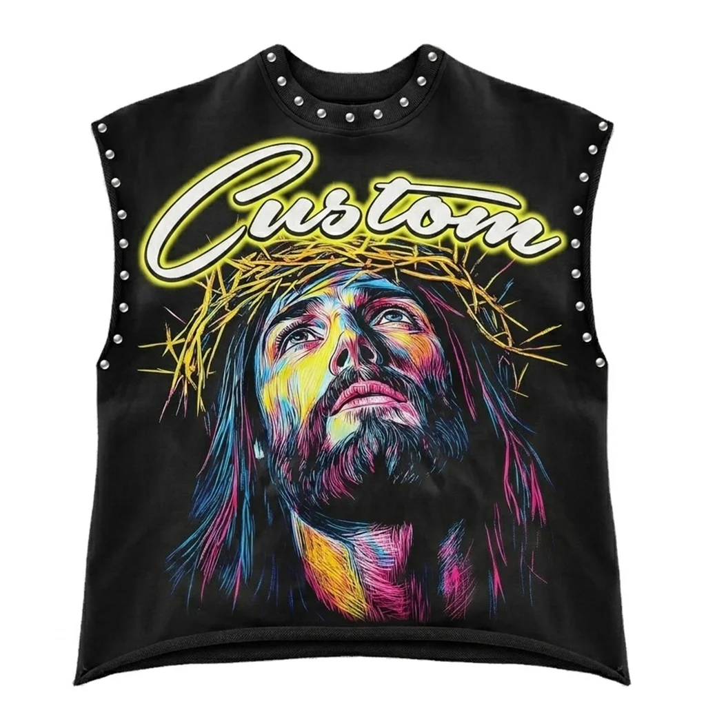 Glory Custom Cropped Graphic Print Rhinestone Tank Top 100% Cotton Jersey New Trending Design Sleeveless T Shirt For Unisex
