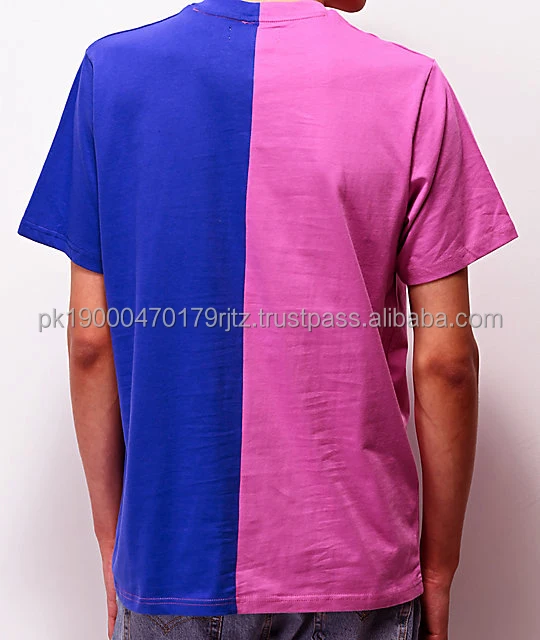 Source Two Color Block Two-tone Braid T Shirt Split Colored Cut And Sew T- shirt on m.