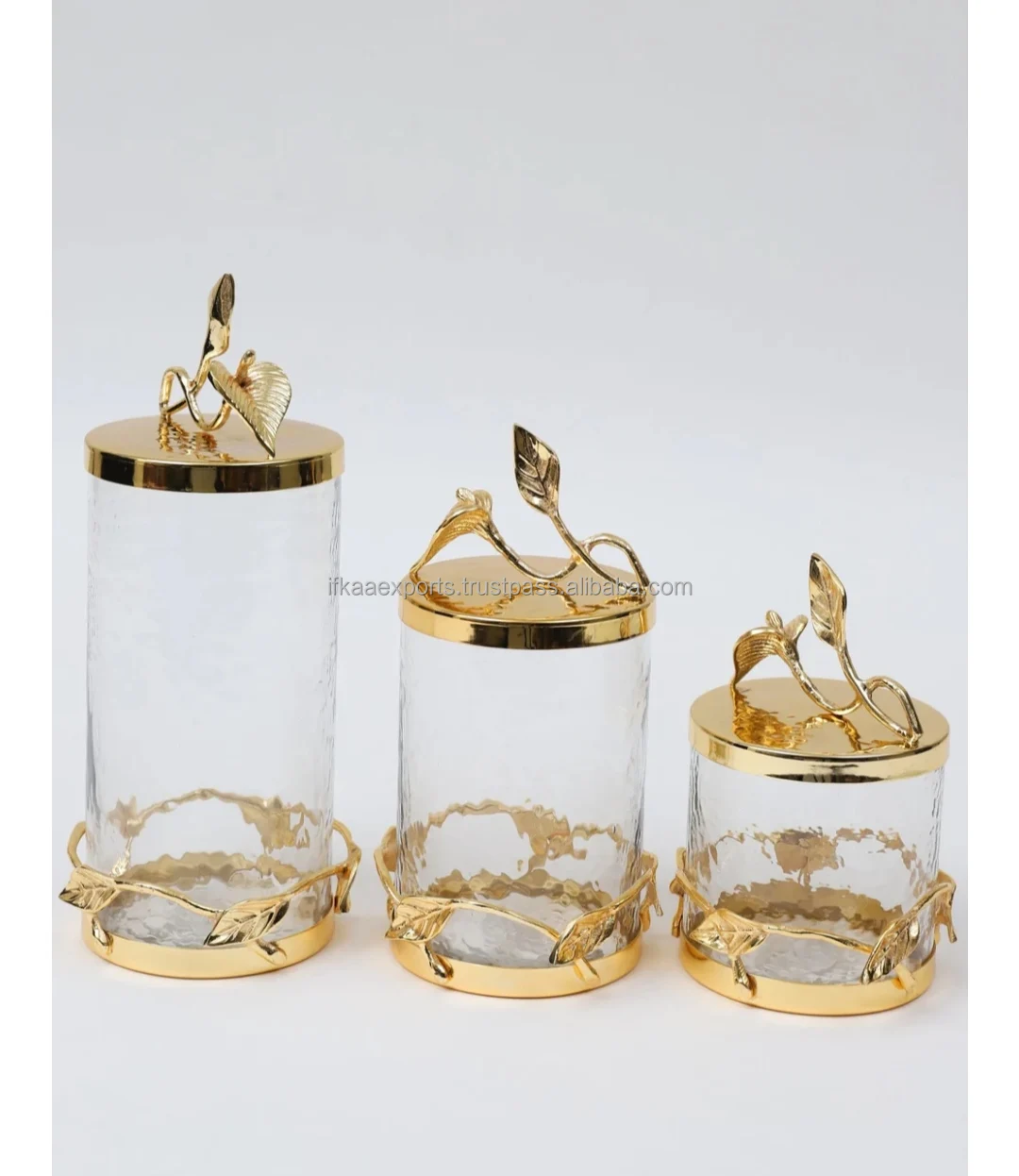 Luxury Metal Gold Twig Stand Wholesale New Arrival Canisters Modern Glass Metal Airtight