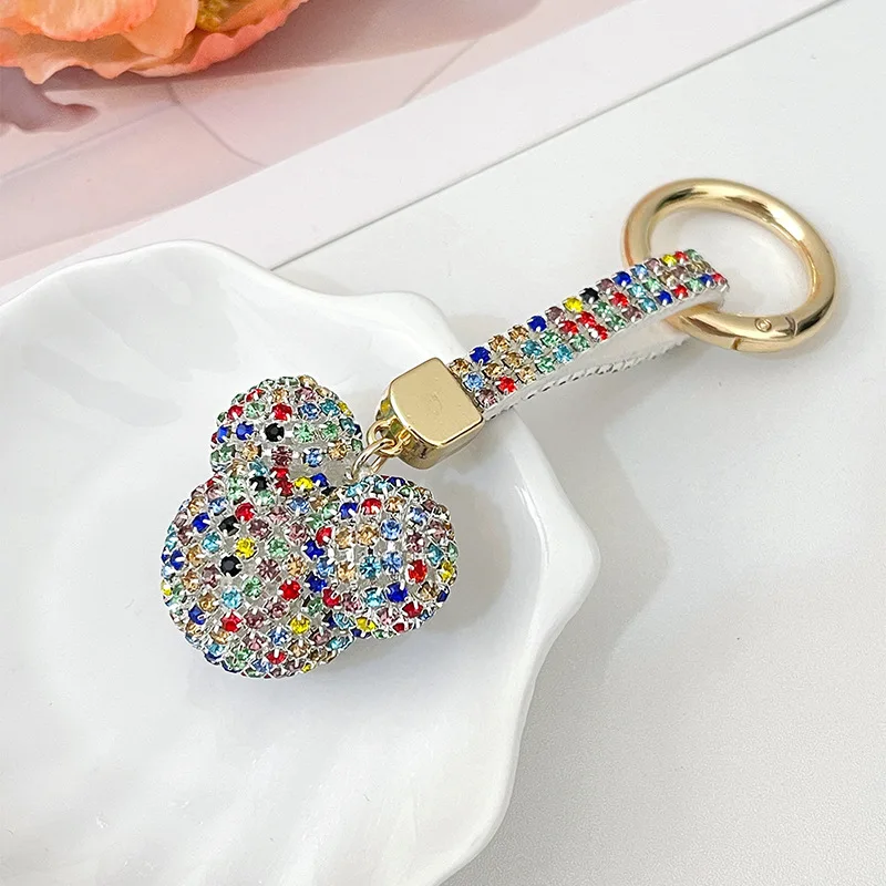 2024 New Rhinestone Heart Keychain  Rhinestone Girl's Bag Car Pendant Keychains