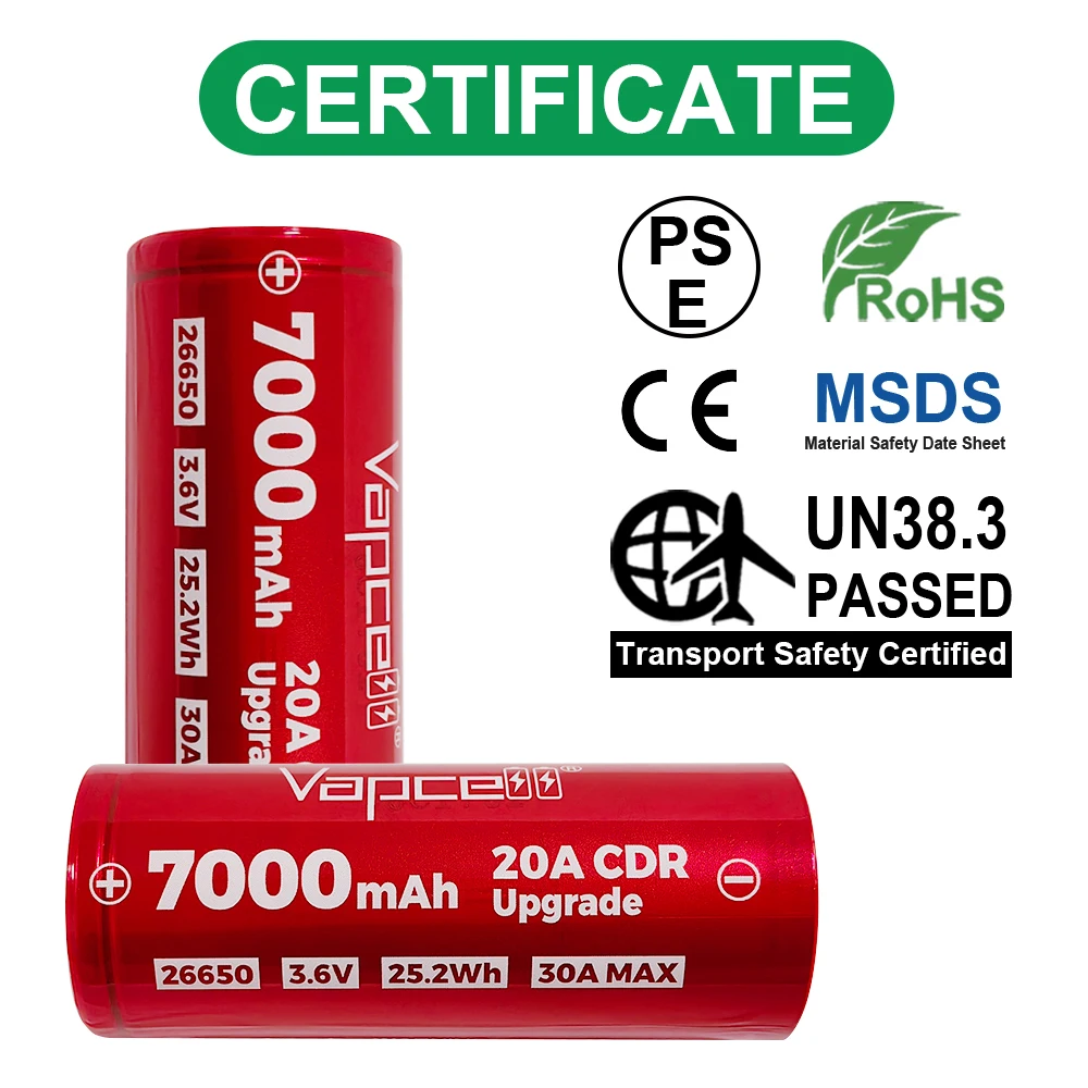 Vapcell K70 26650 3.7v 7000mah Battery for High Capacity Needs