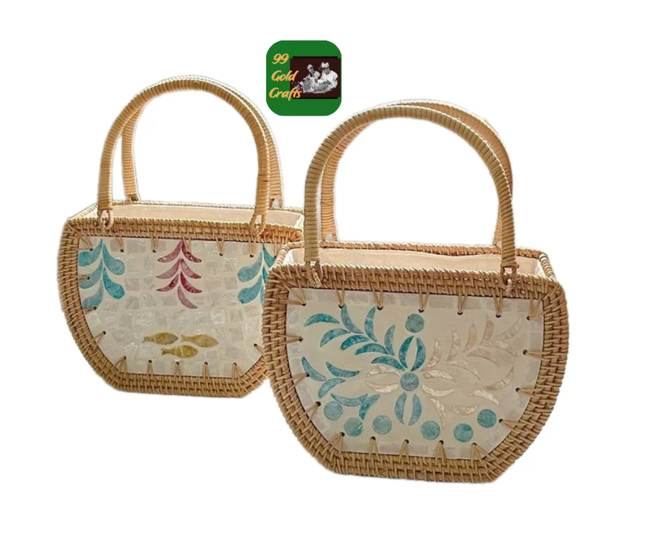 Katutude Borsa rotonda in rattan, bohémien fatto a mano in rattan, borsa a tracolla in paglia da donna intrecciata a tracolla per viaggi quotidiani, uso
