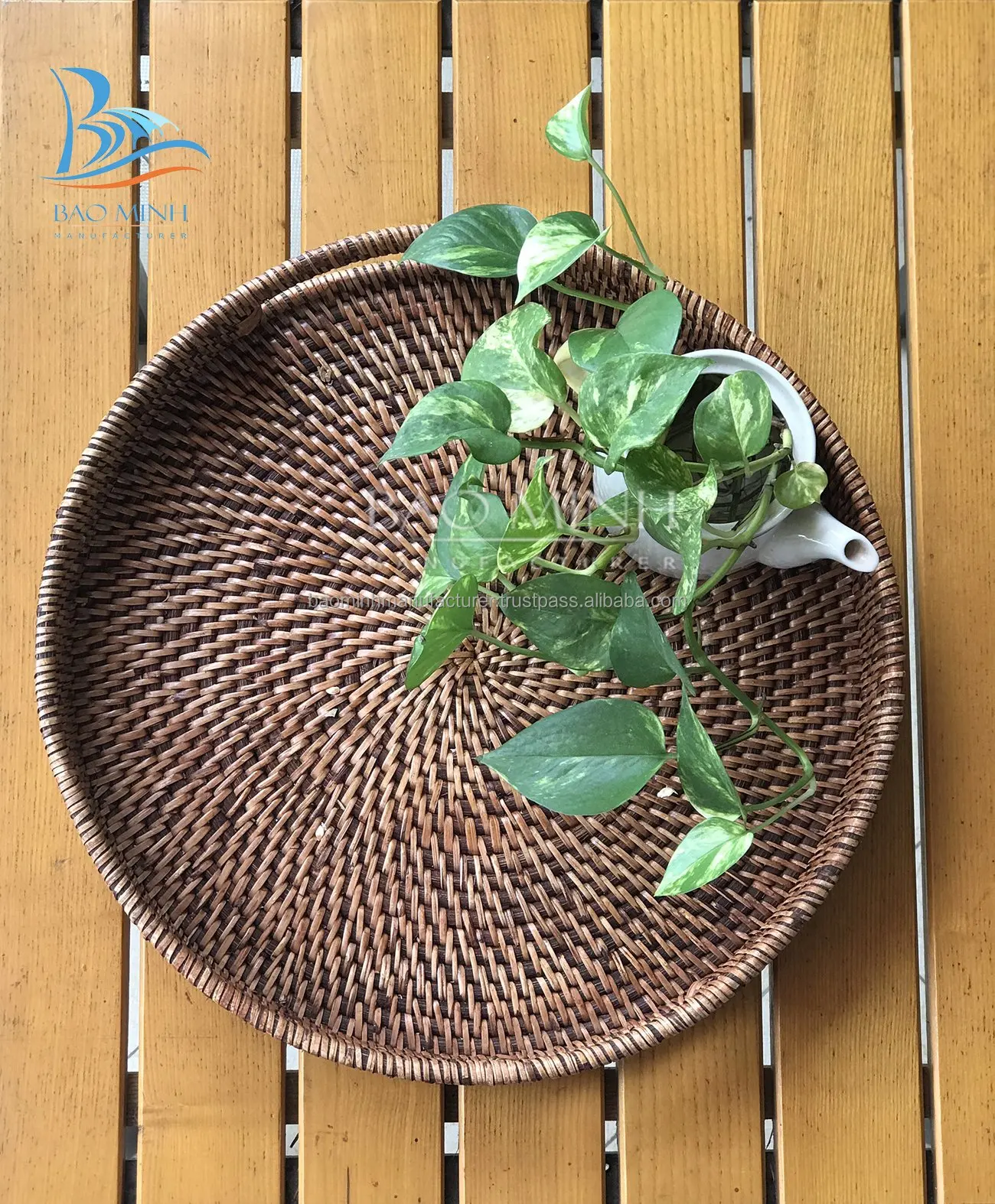 High Quality From Manufacturer Woven Wicker Rattan Serving Tray Mixed