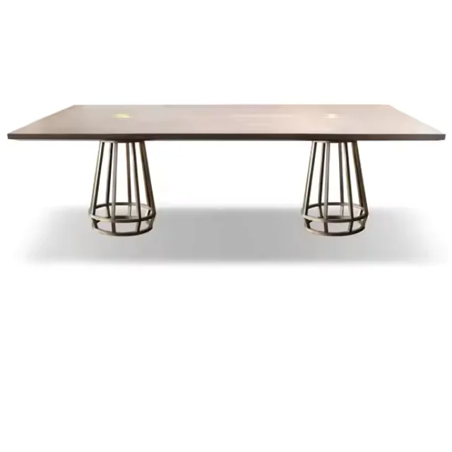 Raya Modern Design Dining Table Six Seaters Teak Wood Frame Top Material and Stainless Legs for Home Furniture