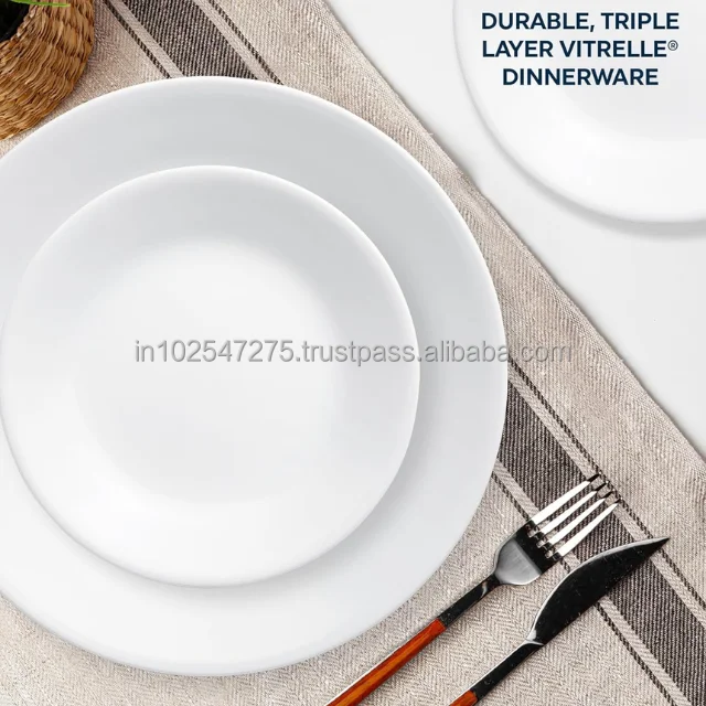 Plate Set 18-Piece Service for 6 Dinnerware Set, Triple Layer Glass and Chip Resistant, Lightweight Round Plates and Bowls Set