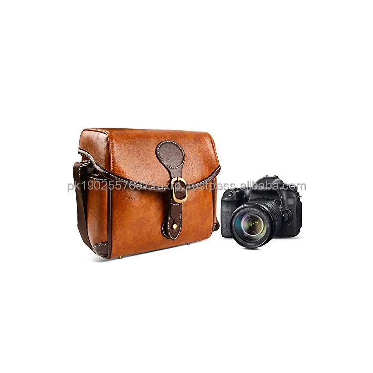Logo Custom Leather Camera Bag Vintage Dslr Hidden Camera Backpack With