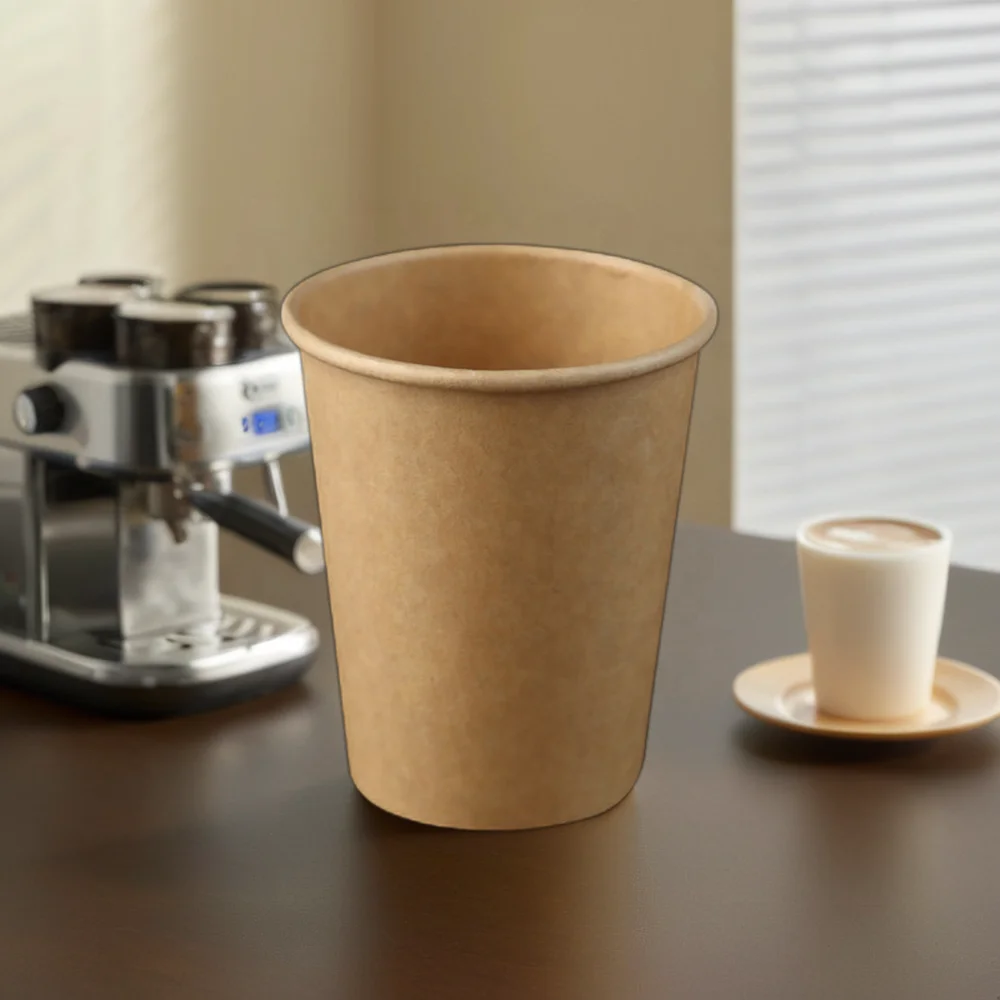 Disposable Biodegradable Kraft Coffee Cups 8 oz 12 oz Hot Insulated Coffee Customized Paper Cup With Lid