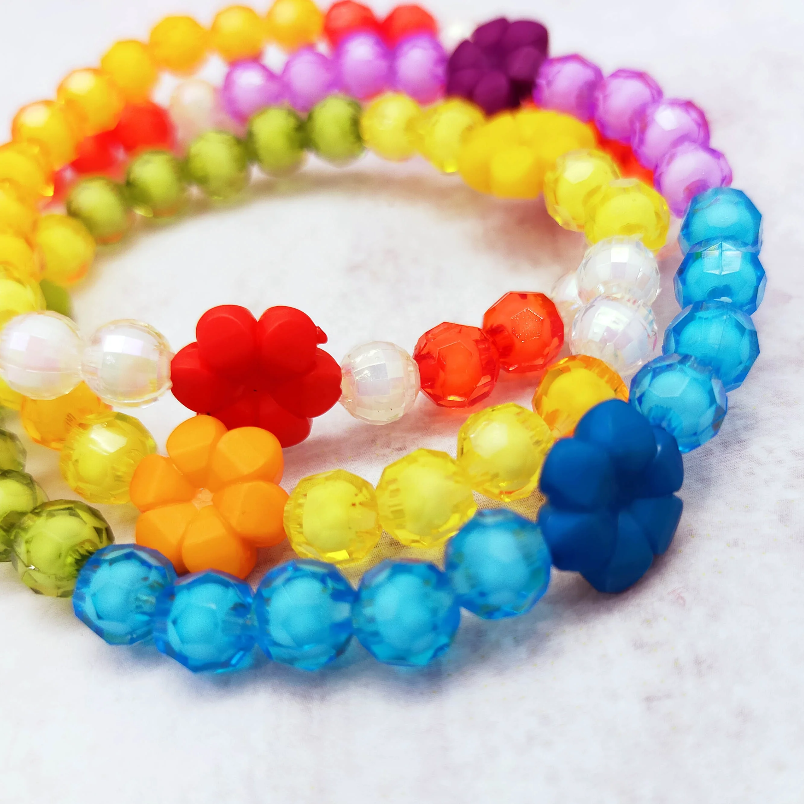 Colorful Rainbow Fancy Bead in Bead DIY Kit With Flower Beads
