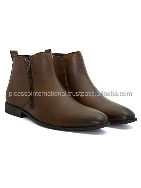 New Arrival Premium Quality Zipper Fashion Boots with TPR Sole Genuine Leather Ancle Boot for Men from Indian Exporter