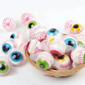 Valentine's Day 10g 3D Eyeball Earth Fruity Gummy Candy Bucket Soft Snack for Children with Red Net Fruit Acid Wholesale Bottle
