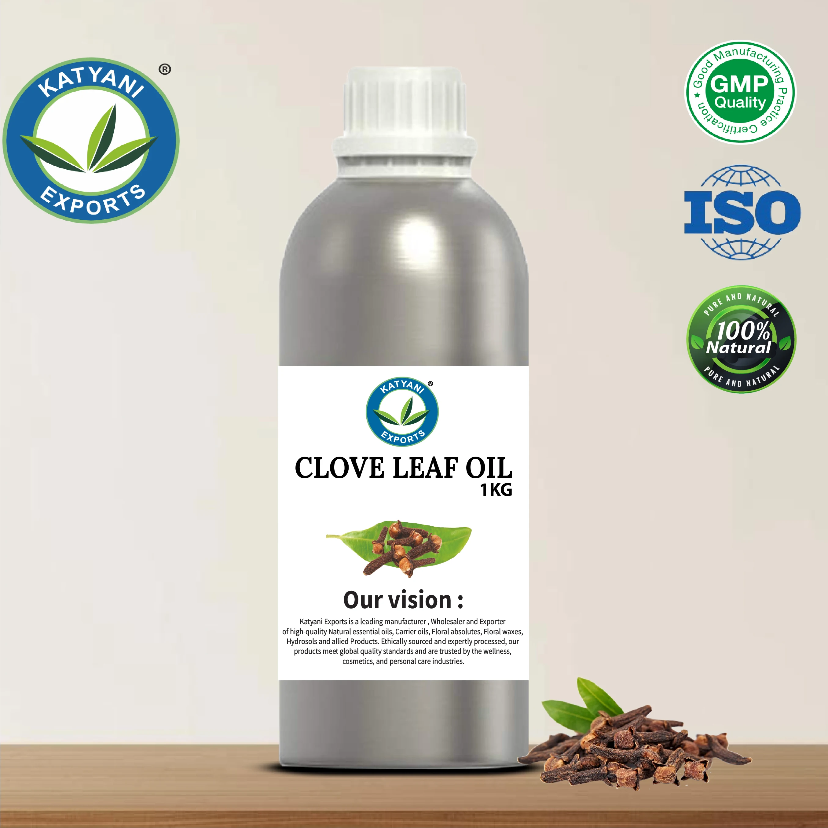 100% Pure & Natural 1 KG Clove Leaf Essential Oil Syzygium Aromaticum Steam Distilled - For Cosmetics Formulations - From India