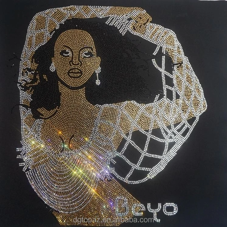 OEM ODM All Natural Afro Girl Rhinestone Transfer Wholesale Black Queen rhinestone heat transfer custom for t shirt