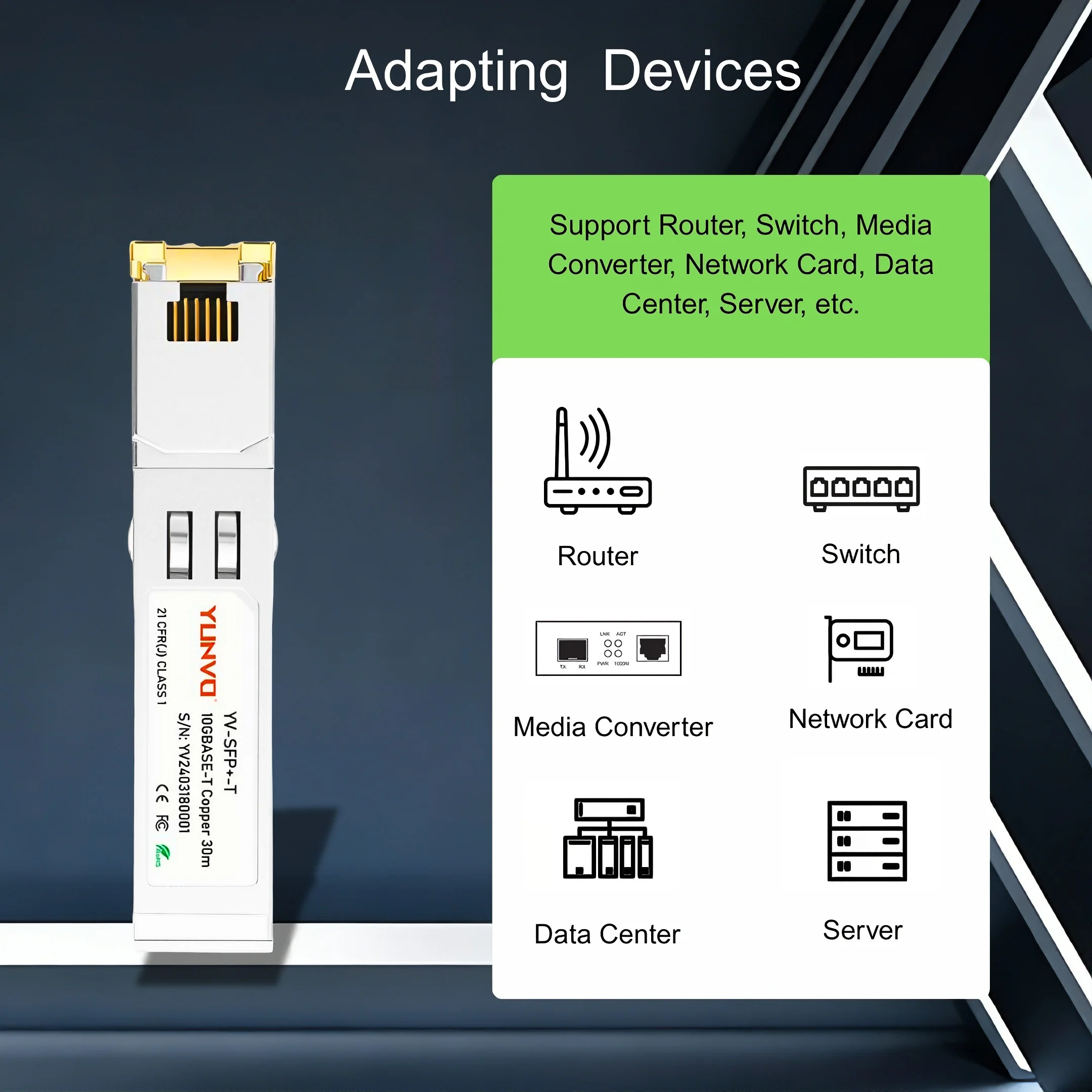 Module SFP+ Solid Optics 10GBASE-T RJ45 Cuivre 30m - Neuf