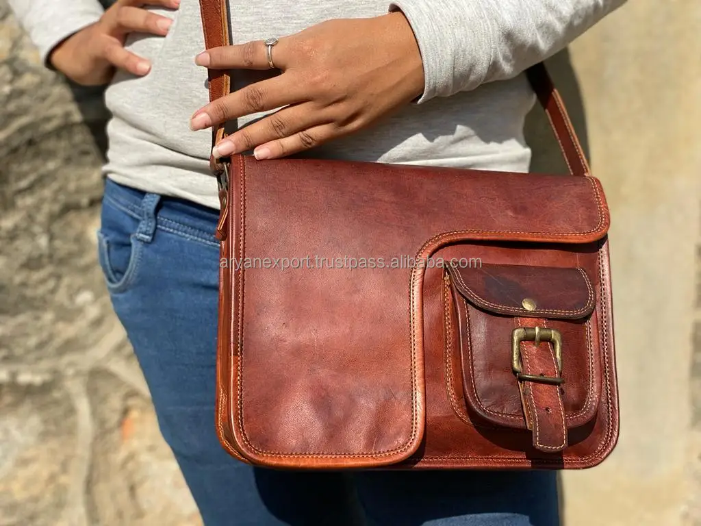 Goat Leather Detailed Handbag Handcrafted 