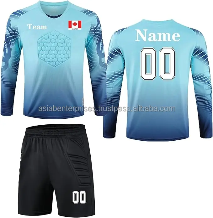 Men Soccer Jersey Goalkeeper Uniform Long Sleeve Tops With Long Pants ...