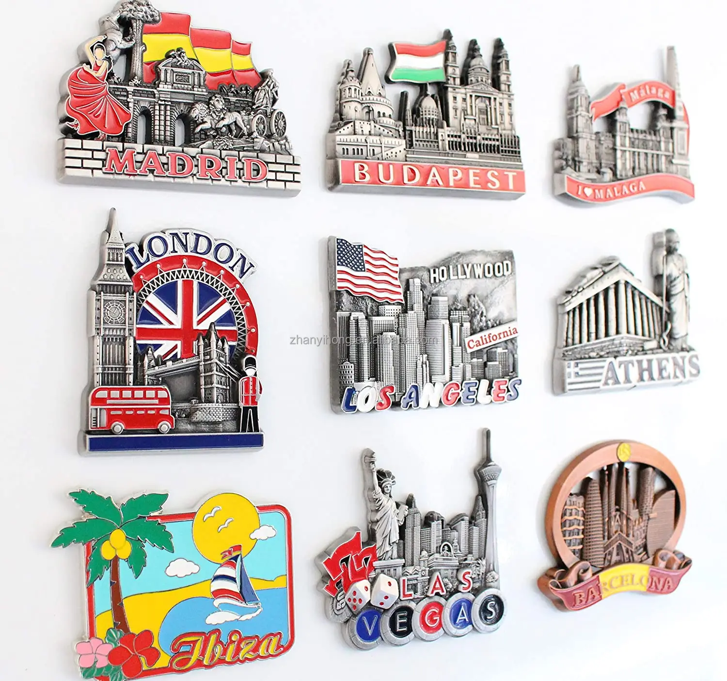 Different Countries City Tourism Travel Souvenir Custom Metal Antique ...