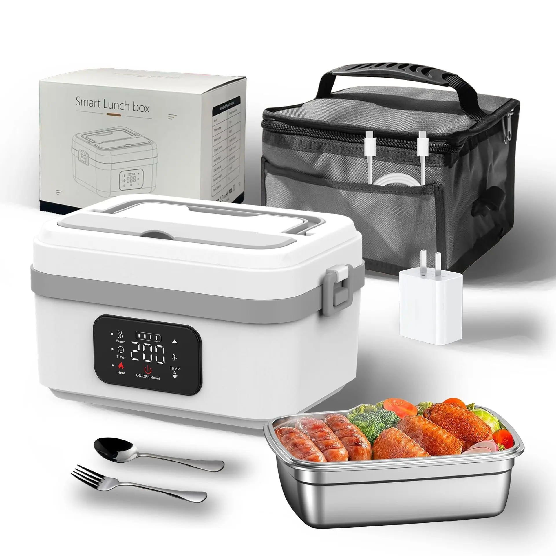 Electric Lunch SPOOL High Bone Muscle他CD Cordless Electric Lunch Box for Adults, Heated Lunch Box