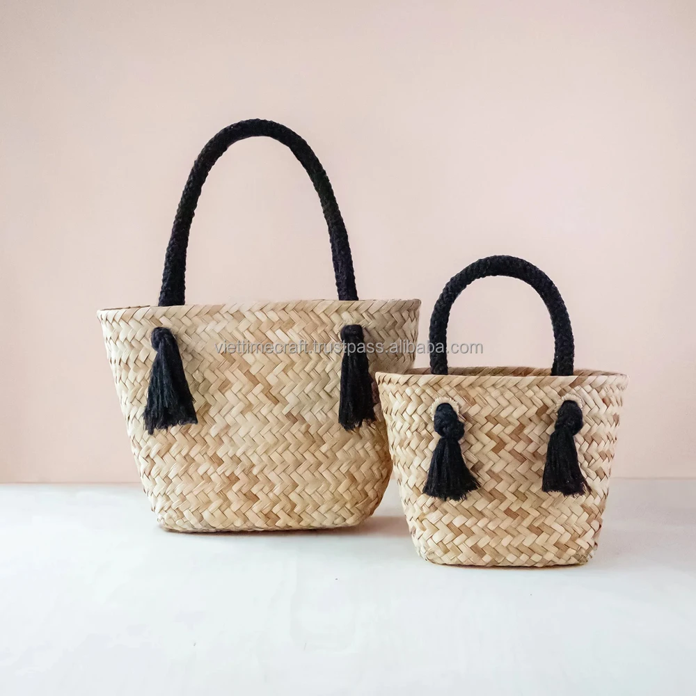 Wholesale Seagrass Bag With Cotton Rope Handle Beach Summer Bag Hand ...