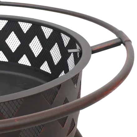 Iron Fire Pit Heating Equipment BBQ With Mesh Cover Grills Poker for Patio Outdoor Brazier Garden Fireplace Wood Fire Pits