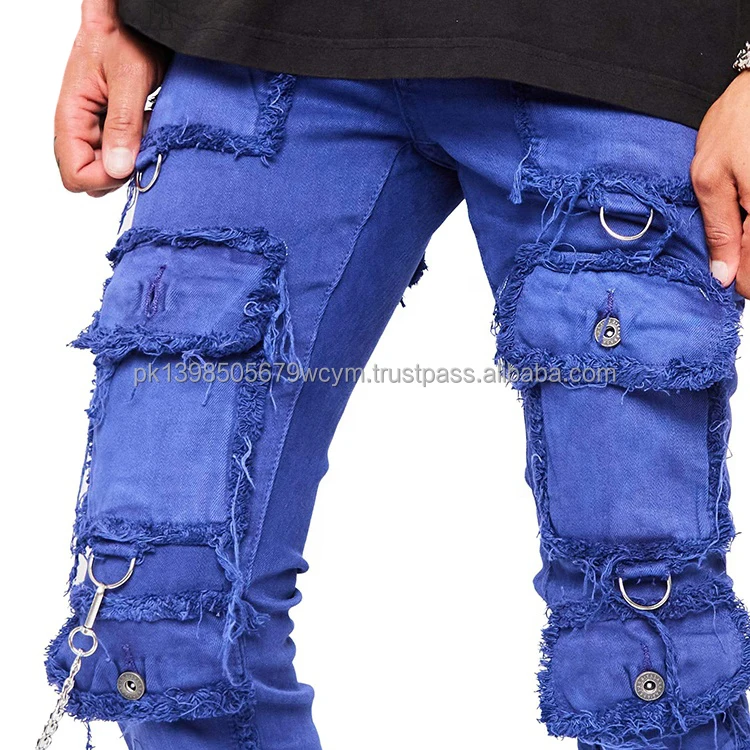 High Quality Men Denim Cargo Jeans Pants Fashion Custom Logo Winter And ...