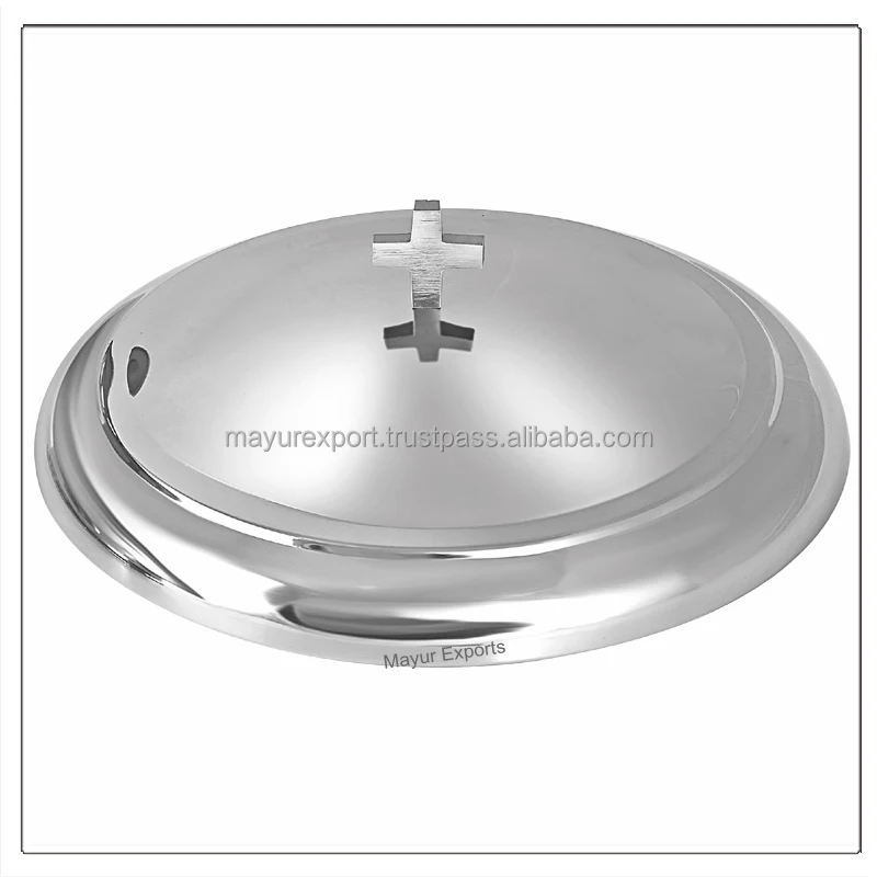 Eco-Friendly Sustainable Recyclable Durable Stainless Steel Holy Communion Set 2 Wine Serving Trays Covers Bread Plate Mirror