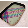 Natural Beige with vibrant Pink and Teal geometrical patterns