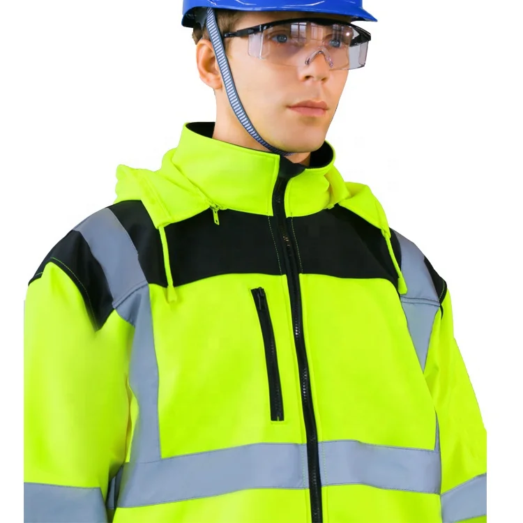 Waterproof Lightweight SoftShell Reflective Hi Vis Construction Safety Jacket for Men