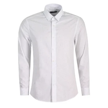 WLS210S - Men's T shirt White Color Business Shirt With Long Sleeve Men's Formal T-shirts Woven Men's Shirts