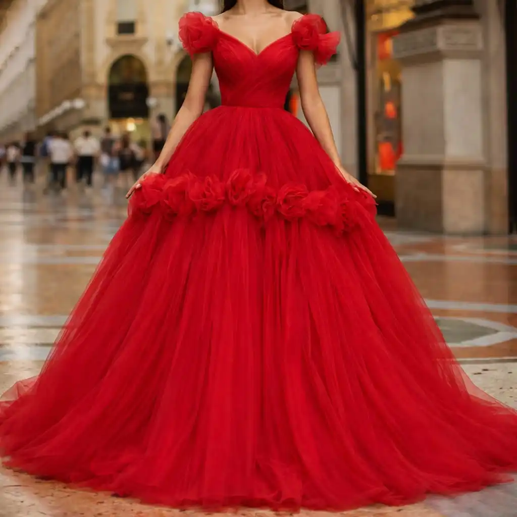 Fairy Chiffon Gown | Luxury Modern Natural Multi-layered Net Floor-length Evening Dress Sweetheart Neckline Ruffles A-line