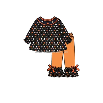wholesale fashion custom long sleeve summer 2 piece newborn baby girl clothes clothing sets