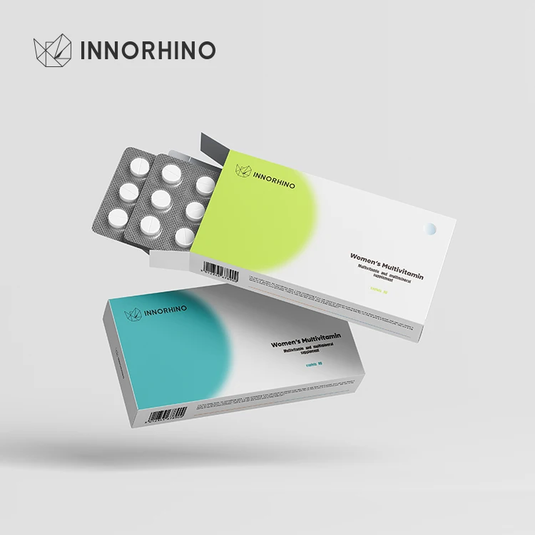 INNORHINO Biodegradable Folding Blister Carton Custom Paper Box for Pill Tablet Vitamin Capsules for Medicine Packaging