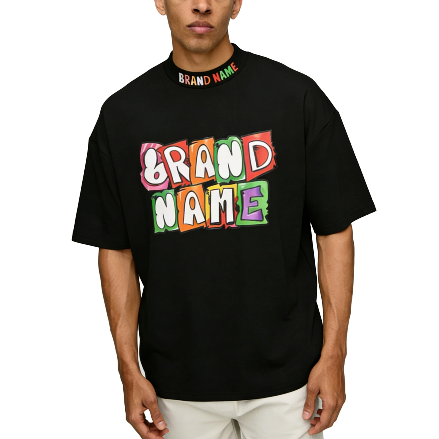 Glory Customized Screen Print Logo Oversized T Shirt 100% Cotton Fabric Drop Shoulder T Shirt For Streetwear & Casualwear
