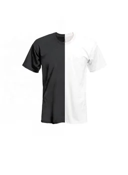 Custom Sports Mens Split Two Tone Color Black Half Black White T Shirt -  China Short Sleeve and Loose T-Shirt price