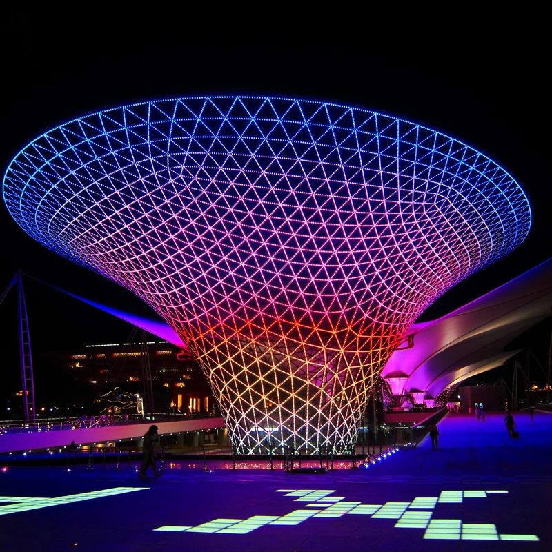 P31.25 Transparent Soft LED Mesh Screen Flexible LED Mesh Video Wall for Glass Facade Lighting in South Africa