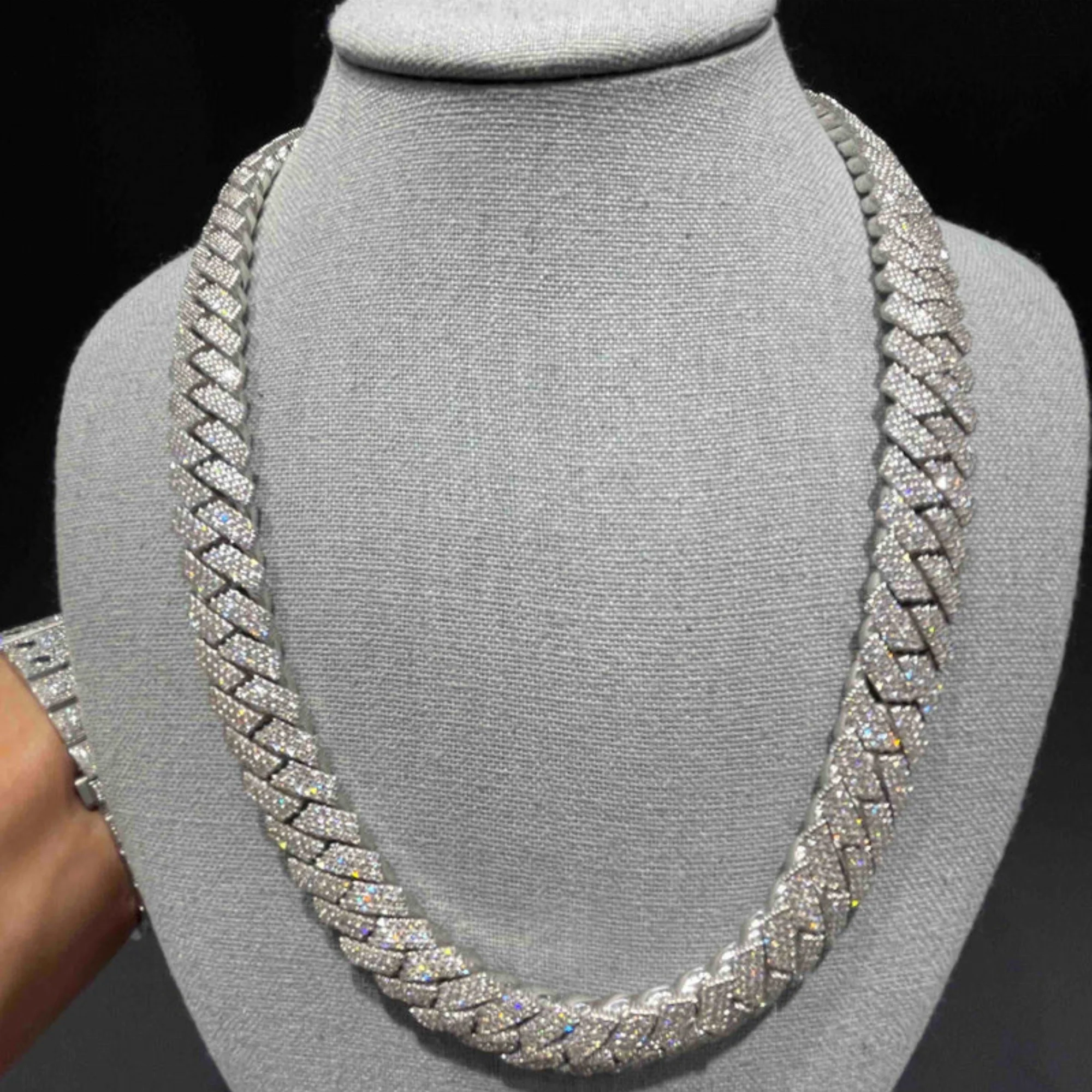 Iced Out Cuban Link Chain 14MM VVS 925 SILVER Lab Grown