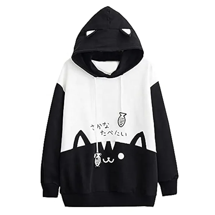 Sudadera Con Capucha Para Mujer,De Manga Larga,Con Estampado De Orejas De  Gato Y Gato,Ropa Para Parte Superior Femenina - Buy Costura De Las Mujeres  Jersey De Lana Sudaderas Con Capucha Animales Lindo