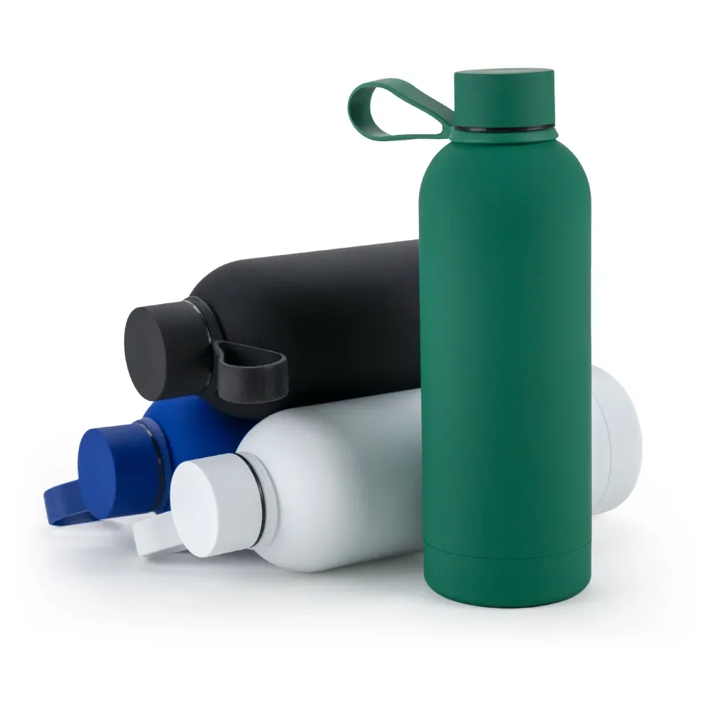 500ml Stainless Steel Water Bottle Double Wall Vacuum Design Matt Rubber Coating Minimalist Style 12-24 Hours Thermal