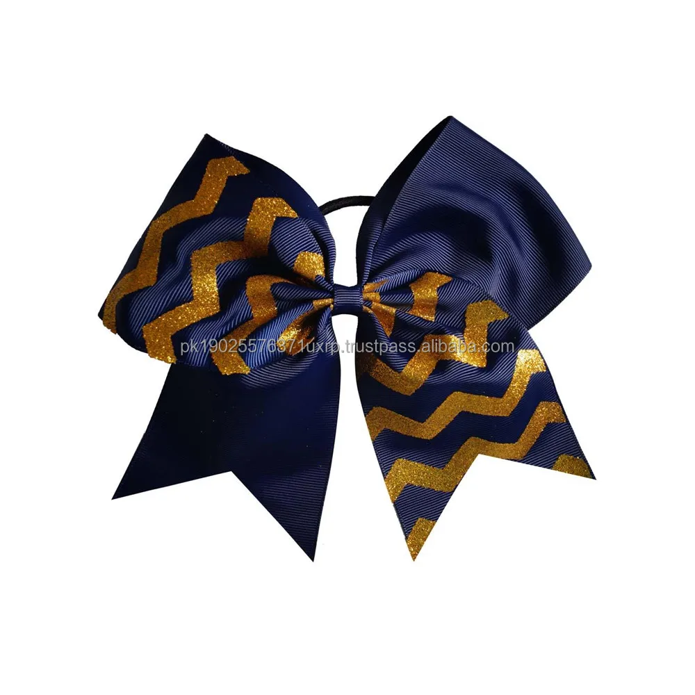 Large Cheer Bows Ribbon Bows Elastic Hair Tie Bands For Ladies School