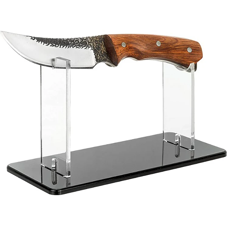 Yageli Factory Custom Clear Transparent Lucite Knife Holder Acrylic Hunting Pocket Knife Display Stand